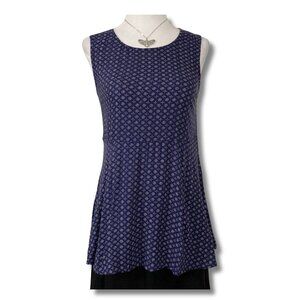 FAT FACE Navy blue and white daisy flower print peplum tank top ~ XS SMALL shirt